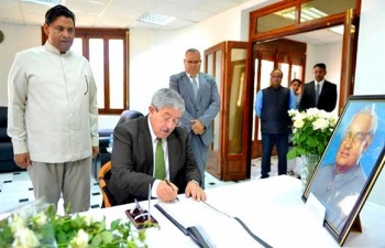 Algerian Prime Minister pays tribute to Late Prime Minister Shri Atal Bihari Vajpayee and signs condolence book at the Embassy